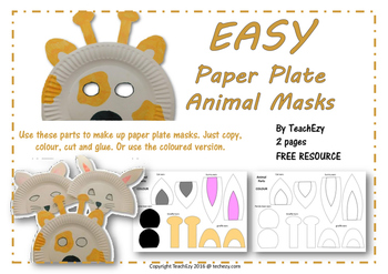 Paper Plate Animal Masks Teaching Resources | TPT