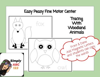 Preview of Easy Peasy Fine Motor Center - Tracing with Woodland Animals