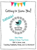Easy-Peasy Getting to Know You Form - EDITABLE!