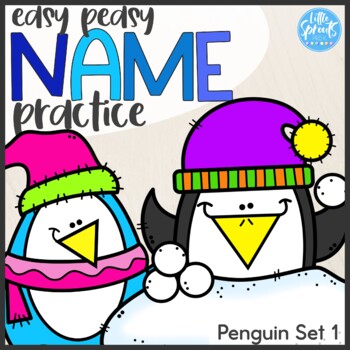 Preview of Easy Peasy Name Practice ● PENGUIN SET 1 ● PreK, Preschool, Kinder