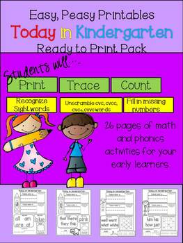 Preview of Easy, Peasy Printables: Today in Kindergarten Pack