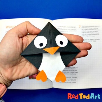 Easy Penguin Corner Bookmark - STEAM Origami Projects (Fundraiser idea)