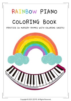 Preview of Easy Piano Score and Coloring Sheet for Beginners (20 Nursery Rhymes Included)