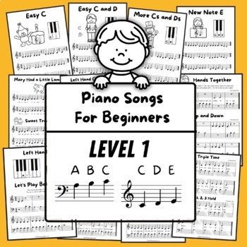 Preview of Easy Piano Course- Songs for Beginners Level 1 Sheet Music Book