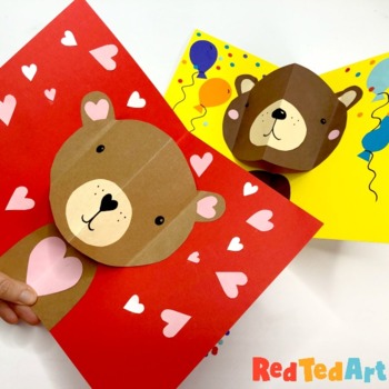 Easy Pop Up Bear Card Valentine S Day Cards Birthday Cards Mother S Day Card