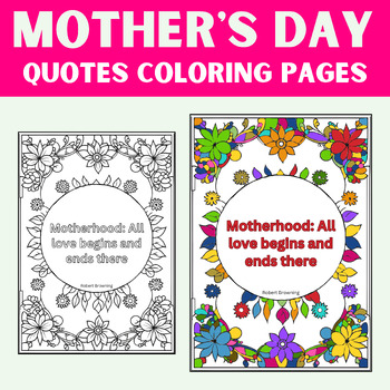 Preview of Printable Mother's Day Coloring Pages with Quotes | Easy Prep
