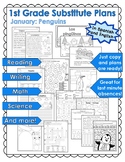 Easy Prep Sub Plans - Spanish and English - 1st Grade - January - Penguins