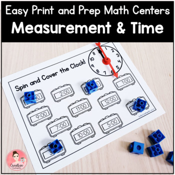 Preview of Measurement and Time Math Centers | Easy Print and Prep Kindergarten Activities