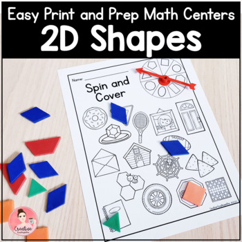 Preview of 2D Shapes Math Centers | Easy Print and Prep Kindergarten Activities