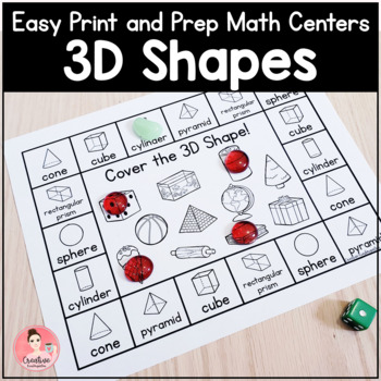 Preview of 3D Shapes Math Centers | Easy Print and Prep Kindergarten Activities