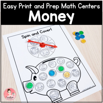 Preview of Money Math Centers | Easy Print and Prep Kindergarten Activities (US & Canadian)
