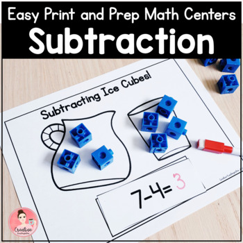 Preview of Subtraction Math Centers | Easy Print and Prep Kindergarten Activities