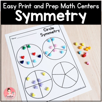 Preview of Symmetry Math Centers | Easy Print and Prep Kindergarten Activities