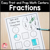 Fraction Math Centers | Easy Print and Prep Activities