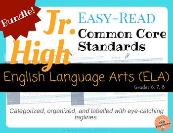Preview of Easy-Read Common Core Charts: English Language Arts (ELA)  |  6th, 7th, & 8th