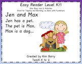Easy Reader K/1 ~ Jen and Max - Story and Spelling Activity