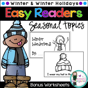 Preview of Easy Readers! Winter & Winter Holidays. Pre-K & Kindergarten (No Prep)