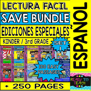 Preview of Easy Reading For Reading Comprehension in Spanish Bundle - Set 1