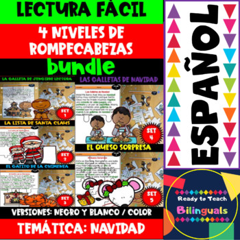 Preview of Easy Reading Puzzles in Spanish - Christmas Edition - Bundle