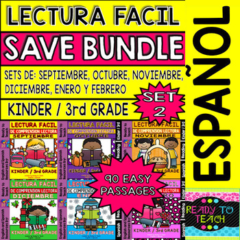 Preview of Easy Reading for Reading Comprehension in Spanish - Bundle Set 2