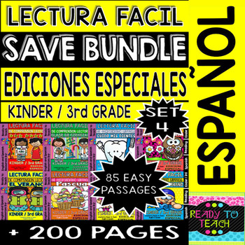 Preview of Easy Reading for Reading Comprehension in Spanish - Bundle Set 4