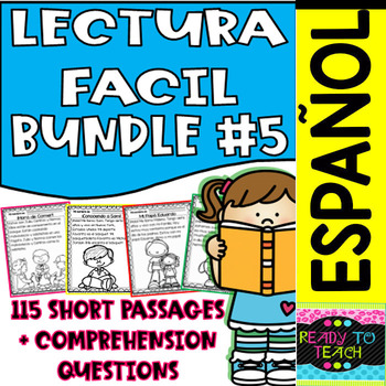 Preview of Easy Reading for Reading Comprehension in Spanish - Bundle Set #5
