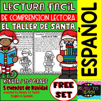 Preview of Easy Reading for Reading Comprehension in Spanish - Santa´s Workshop-Free Set