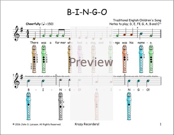 simple recorder songs using b a g