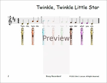 Easy Recorder - Twinkle Twinkle Little Star by Recorder Songs And Lessons