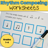 Easy Rhythm Composition Worksheets for General Music