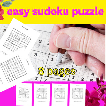 Preview of Easy SUDOKO Puzzle 8 pages A4
