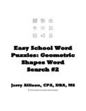 Easy School Word Puzzles: Geometric Shapes Word Search #2