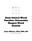 Easy School Word Puzzles: Geometric Shapes Word Search
