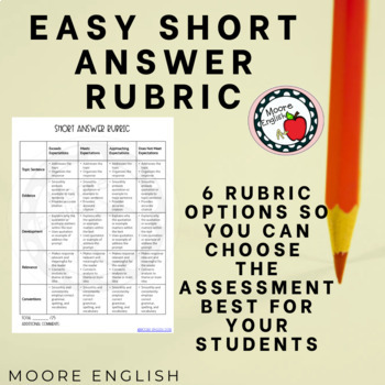 Preview of Easy Short Answer Rubric! Save time and simplify grading! Google Slides / PDF 