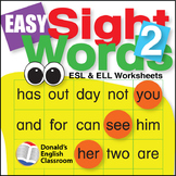 Easy Sight Words 2 Worksheets | ESL ELL Newcomer