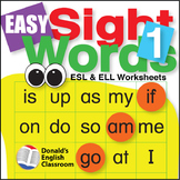 Easy Sight Words 1 Worksheets ESL ELL Newcomer