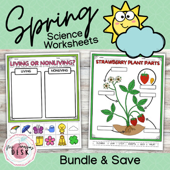Preview of Easy Spring Science Worksheet Bundle: Living Nonliving, Life Cycle & Plant Parts