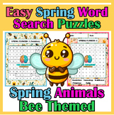 Easy Spring Word Search Puzzles | Spring Animals Bee Theme