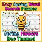 Easy Spring Word Search Puzzles | Spring Flowers Bee Theme