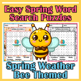 Easy Spring Word Search Puzzles | Spring Weather Bee Theme
