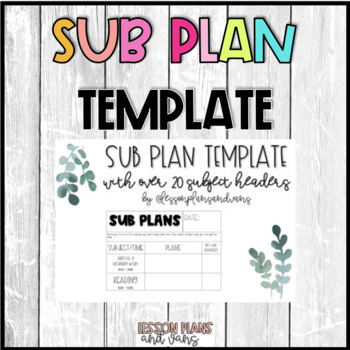 Preview of Easy Sub Plan Template!