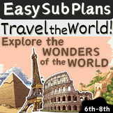 Four Easy Sub Plans for ELA - Travel the World in Print & 