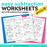 Easy Subtraction Practice - Set of 8 Subtraction Intro Worksheets