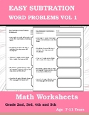 Easy Subtraction Word Problems Maths Worksheets Vol 1