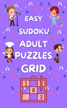 Preview of Easy Sudoku Adult Puzzles Grid, Fun Activity Games for Relaxation, Unique Gift
