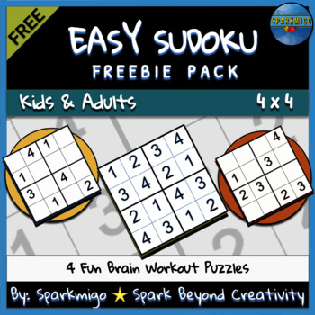 Preview of Easy Sudoku Puzzle Freebie Pack No Prep Worksheet
