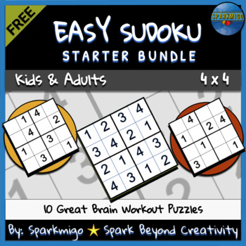 Preview of Easy Sudoku Puzzle Freebie Starter Bundle No Prep Worksheet