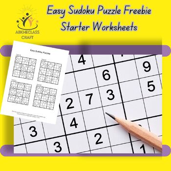 Preview of Easy Sudoku Puzzle Freebie Starter Worksheets A4