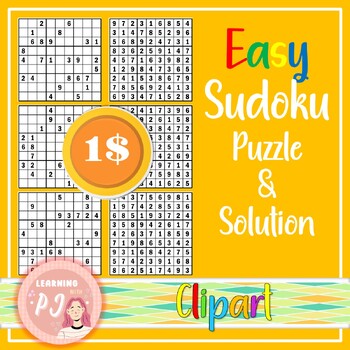 Preview of Easy Sudoku Puzzle with Solution/Clipart/clip art