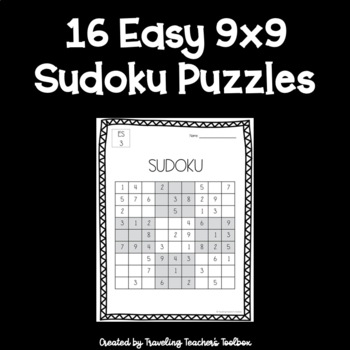 easy sudoku puzzles by traveling teachers toolbox tpt